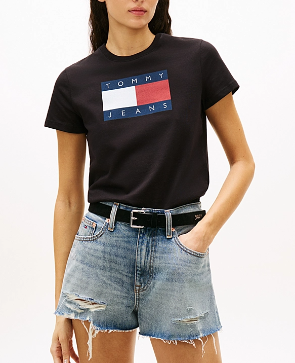 T-shirt Tommy Jeans donna regular cotone a costine