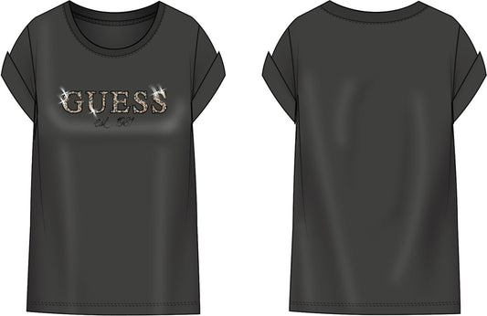T-shirt Guess donna logo lurex leopardata