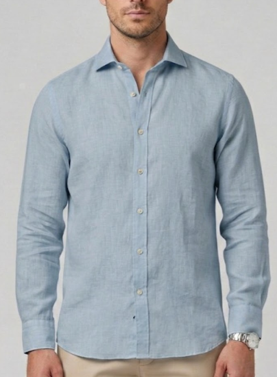 Camicia uomo MARKUP lino manica lunga collo francese
