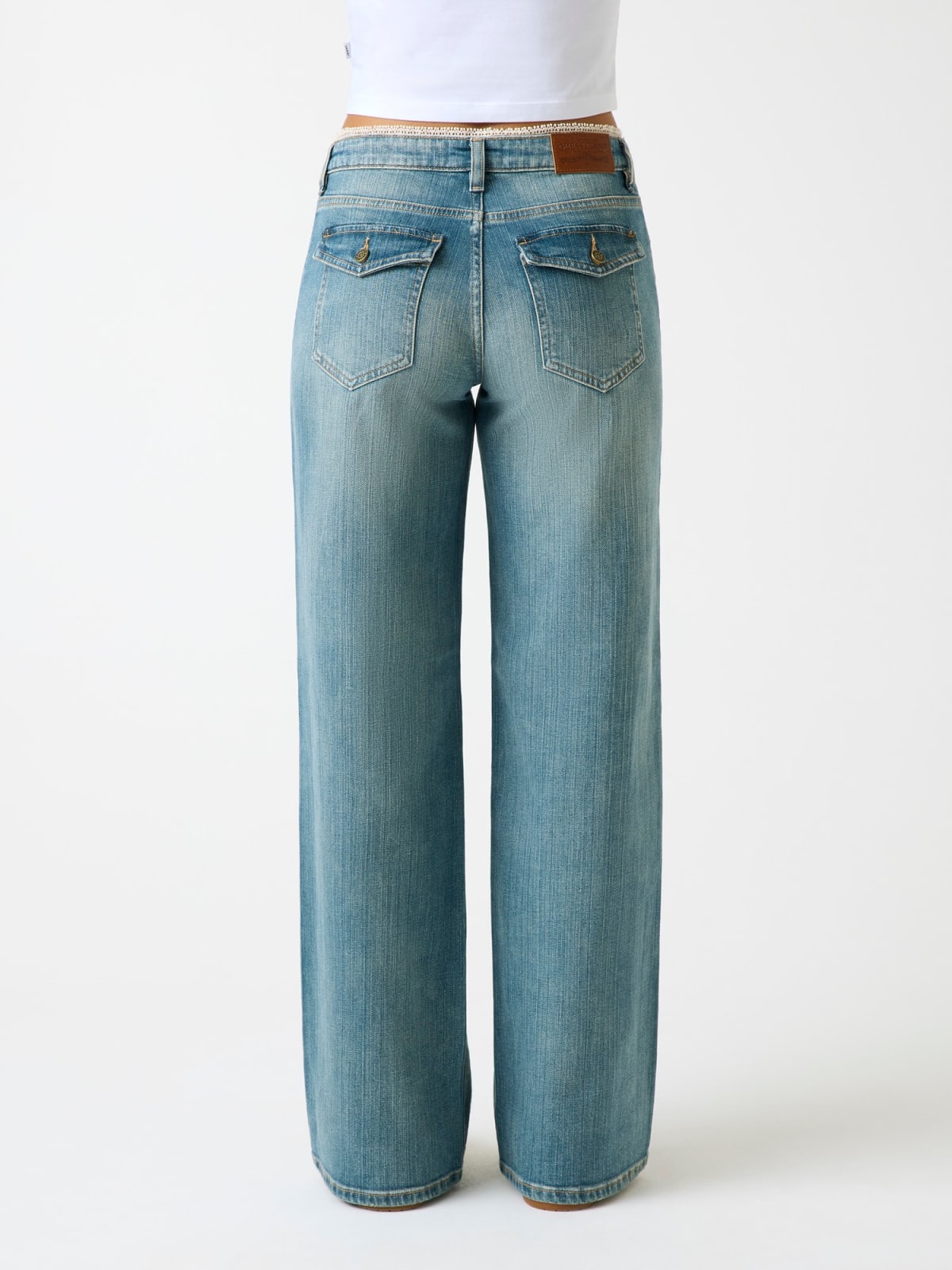 Jeans G11 wide leg tasche flap donna Guess