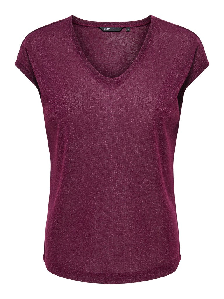 Blusa ONLY donna filato metallizzato collo chiuso