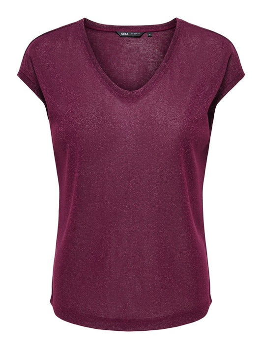 Blusa ONLY donna filato metallizzato collo chiuso