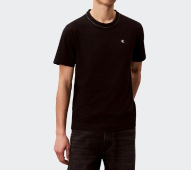 T-shirt Calvin Klein uomo collo a contrasto PE 2026 black