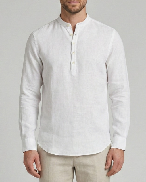 Camicia MARKUP uomo serafino lino manica lunga