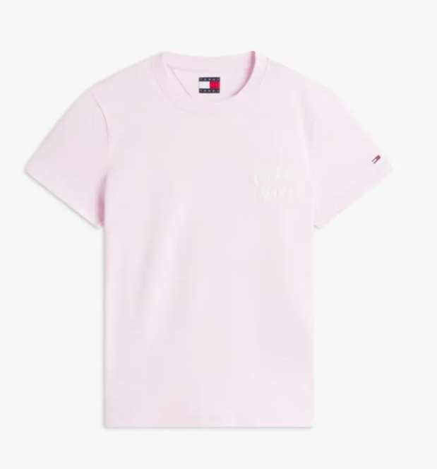 T-shirt Tommy Jeans donna regular fit cotone Pearly Pink