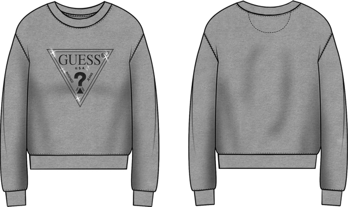 Felpa Guess donna girocollo logo triangolo borchie