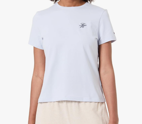 T-shirt Tommy Hilfiger Donna Script Cotone Regular Fit