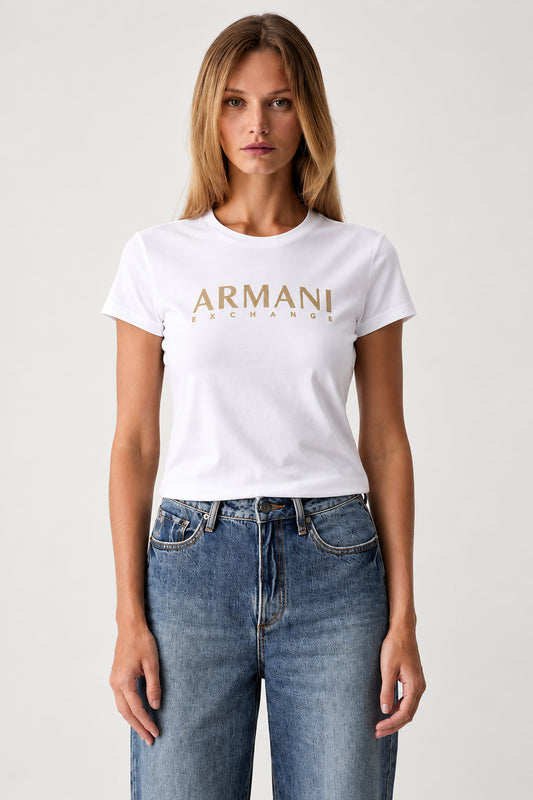 T-shirt donna Armani Exchange A|X cotone elasticizzato