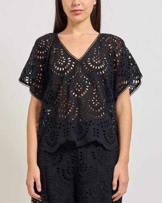 Blusa donna MARKUP pizzo cotone manica corta