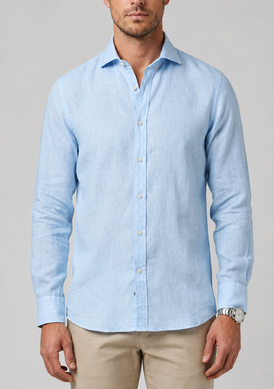 Camicia uomo MARKUP lino manica lunga collo francese