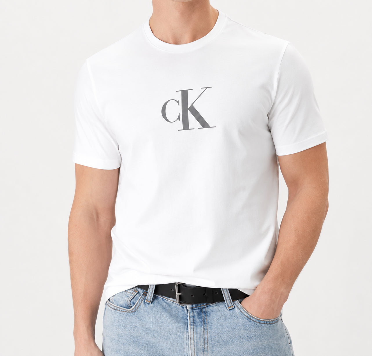 T-shirt Calvin Klein uomo regular fit manica corta logo stampato bright white