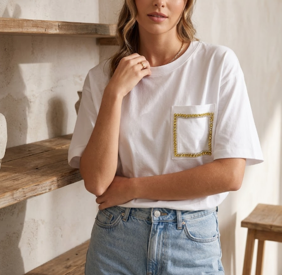 T-shirt donna MARKUP cotone con dettaglio taschino pe26