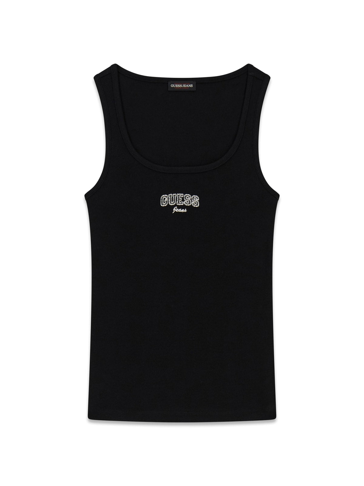 Top Guess Jeans donna slim costina ricamo logo