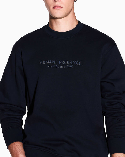 Felpa girocollo Armani Exchange uomo cotone logo