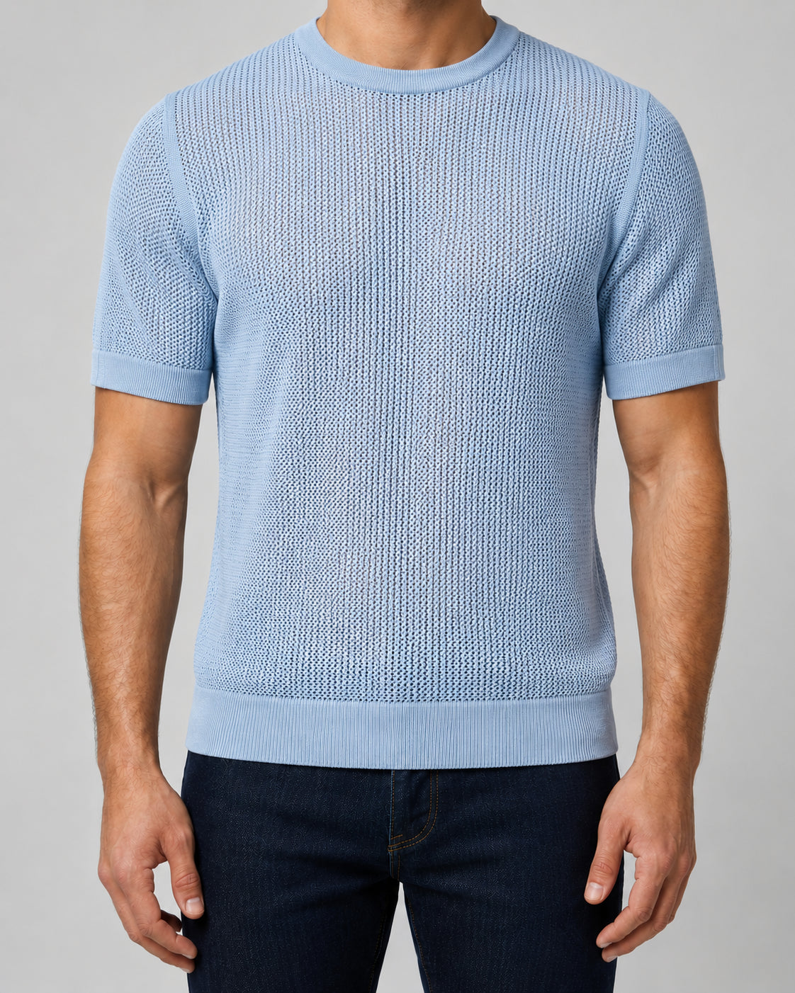 T-shirt MARKUP uomo crochet misto lino girocollo