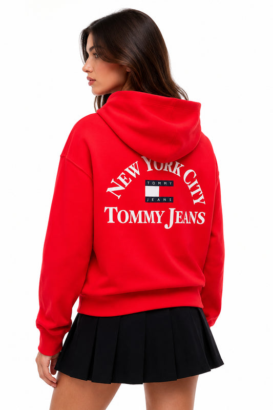 Felpa donna Tommy Jeans boxy fit stampa cotone