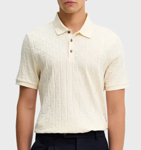 Polo uomomanica corta Calvin Klein cotone mercerizzato antique white
