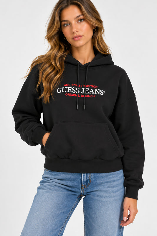 Felpa cappuccio Guess Jeans donna oversize triangle