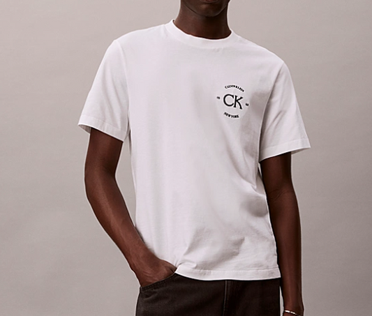 T-shirt uomo CKJ April Graphic oversize cotone manica corta bright white