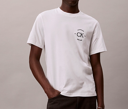 T-shirt uomo CKJ April Graphic oversize cotone manica corta bright white