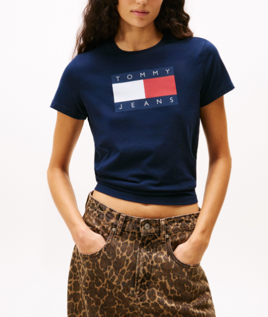 T-shirt Tommy Jeans donna regular cotone logo Dark navy