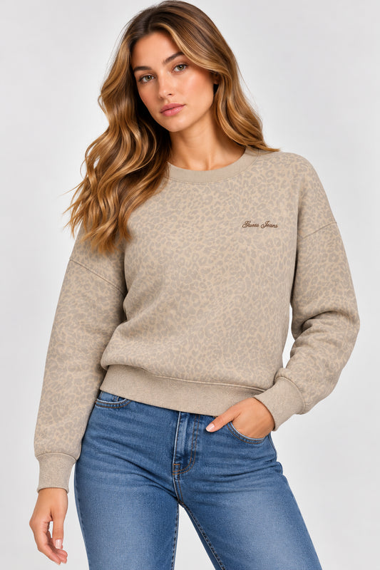 Felpa oversize Guess Jeans donna girocollo stampa