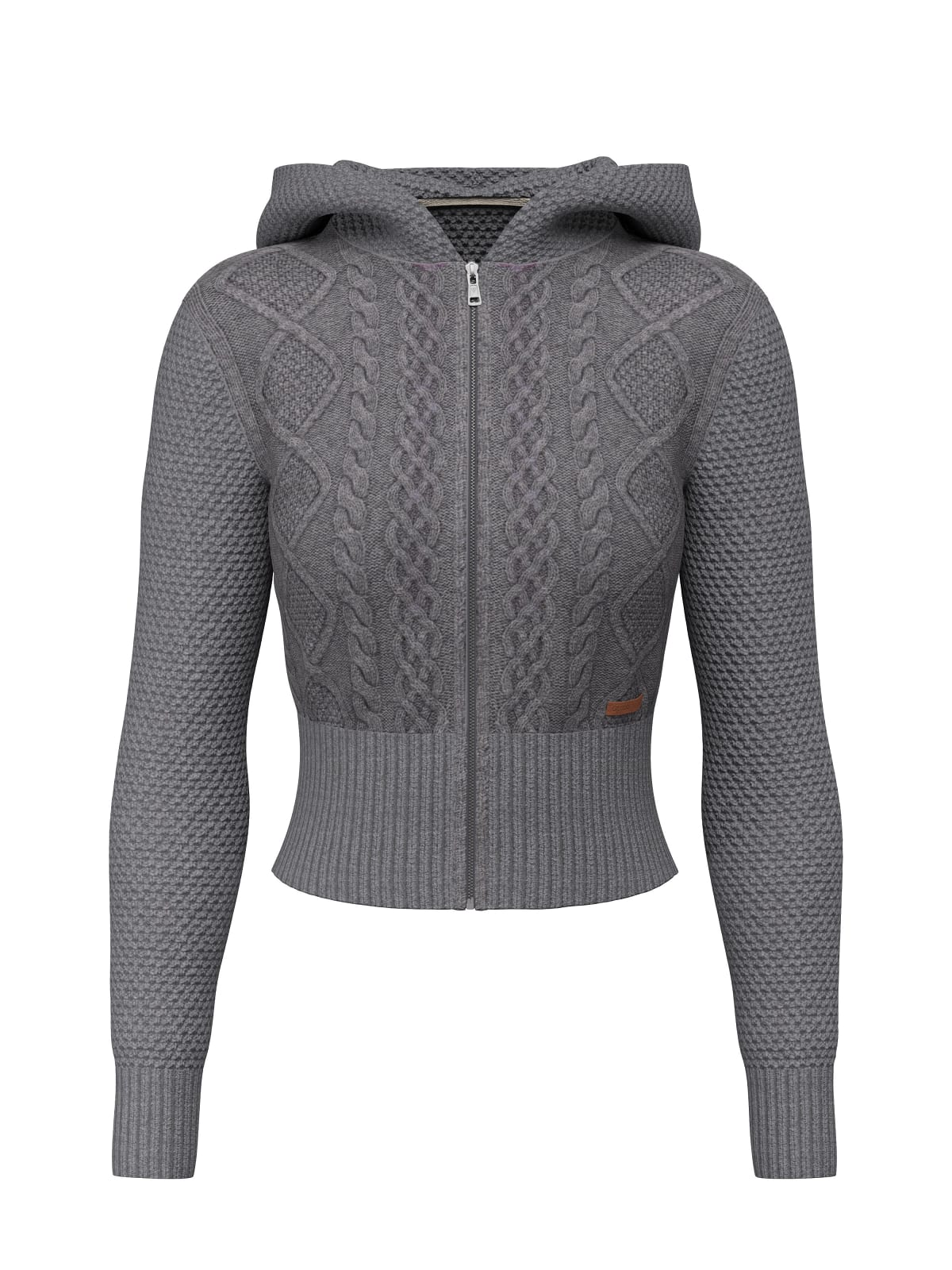 Maglione Guess Jeans donna cappuccio zip trecce