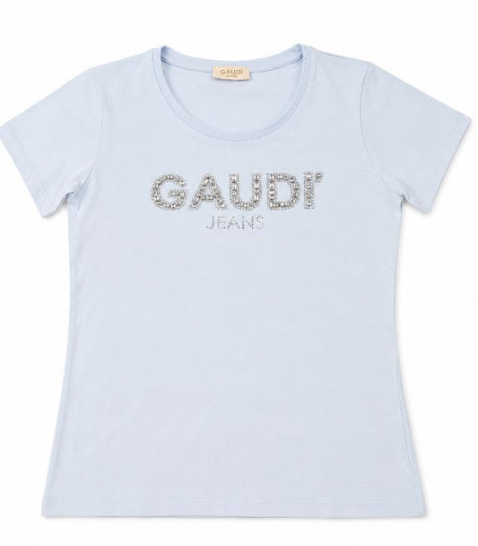 T-shirt donna Gaudi' Jeans pe26 logo stampato sul petto