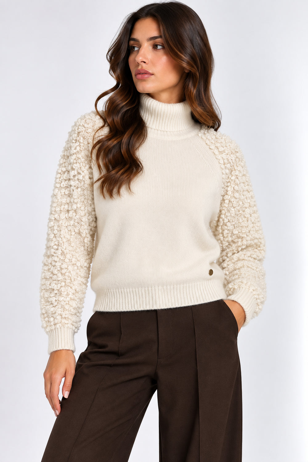 Maglia dolcevita YES-ZEE donna filato irregolare