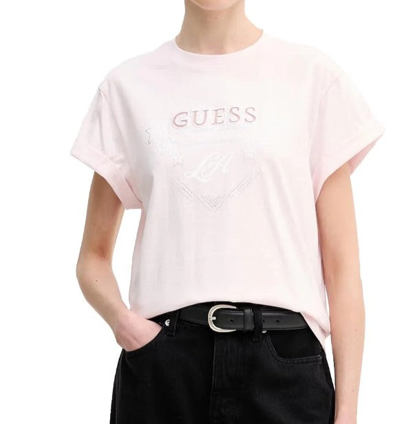 T-shirt Guess donna Stars cotone girocollo