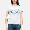 T-shirt Guess donna Feather Triangle cotone