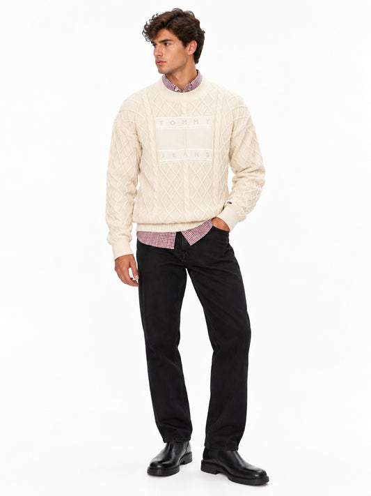 Maglione uomo Tommy Jeans trecce relaxed fit cotone