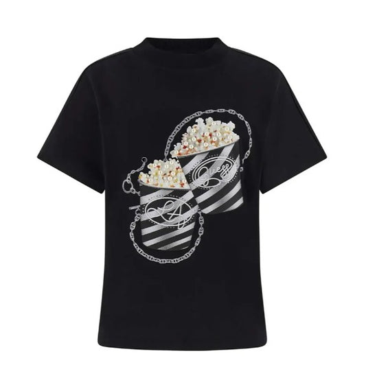 T-shirt Guess donna Popcorn cotone girocollo