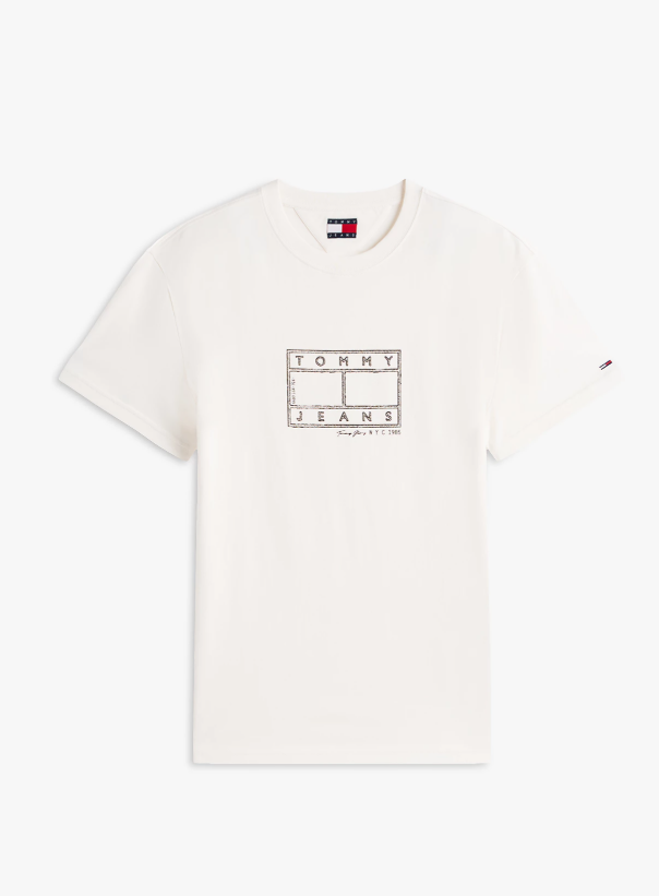 T-shirt Tommy Jeans uomo regular center flag cotone PE 2026