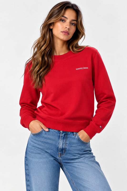 Felpa Tommy Jeans donna girocollo cotone logo