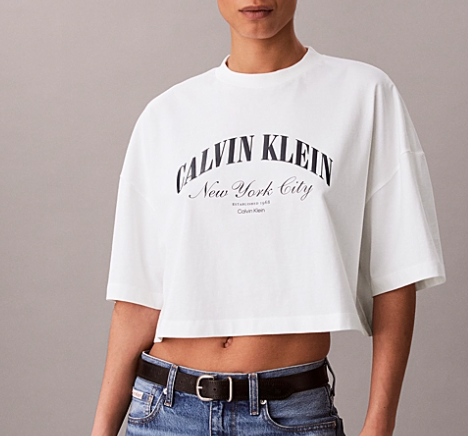 T-shirt boxy cropped CKJ donna cotone PE 2026