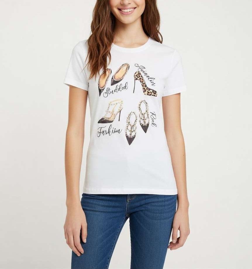 T-shirt donna MARKUP stampa strass manica corta