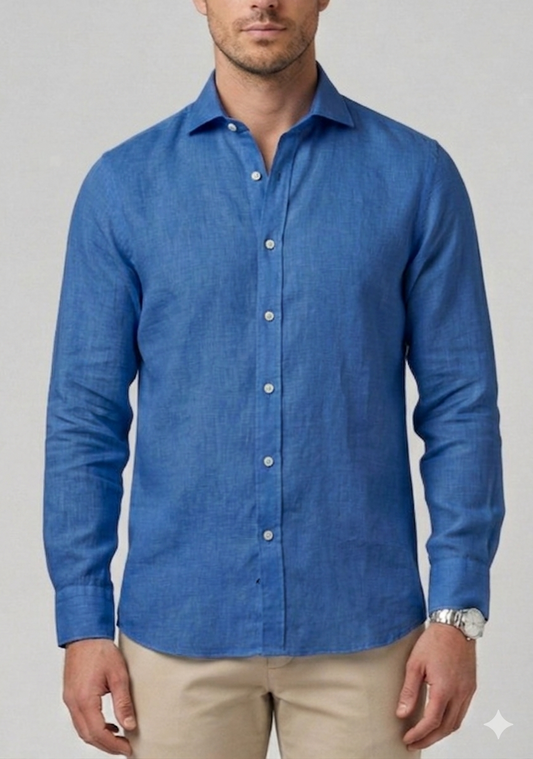 Camicia uomo MARKUP lino manica lunga collo francese