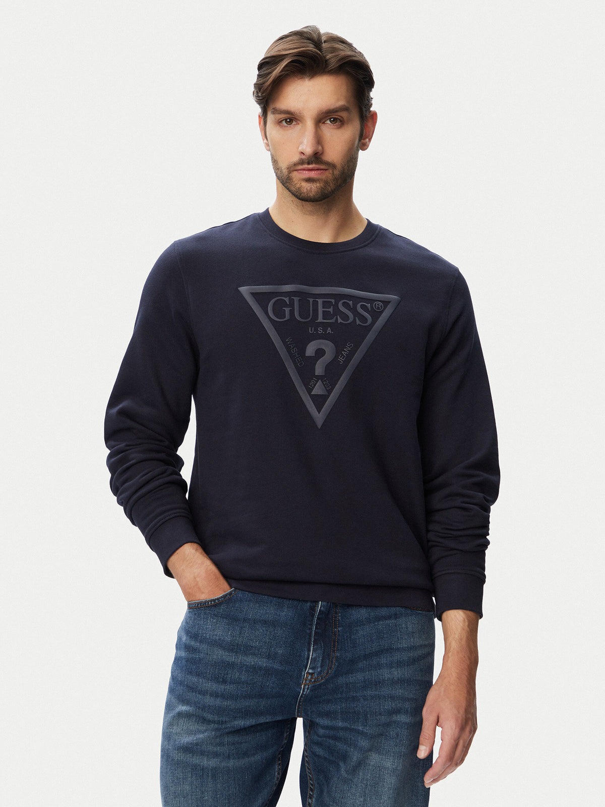 Felpa Audley Guess uomo girocollo fleece cotone