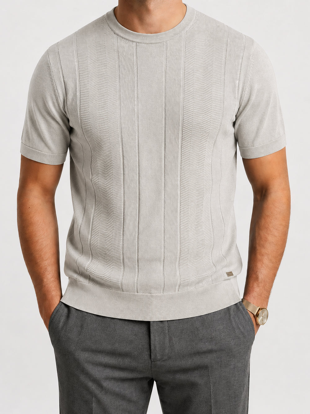 T-shirt uomo MARKUP cotone lavorazione punti misti