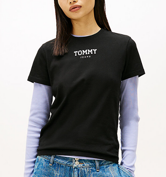 T-shirt Tommy Jeans donna essential regular cotone Black