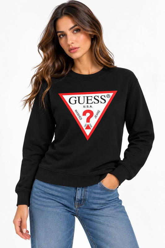 Felpa Guess donna girocollo fleece original cotone