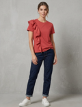 T-shirt donna MARKUP cotone rouches manica corta