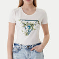T-shirt Guess donna Camelia Triangle cotone