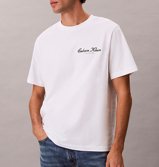 T-shirt uomo CKJ March Graphic cotone PE 26 bright white