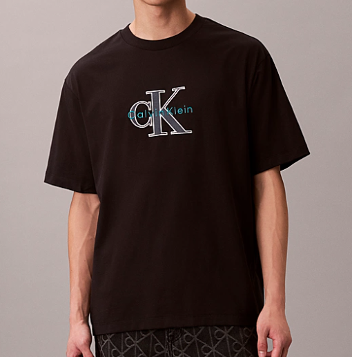 T-shirt Calvin Klein Jeans uomo in cotone con logo black