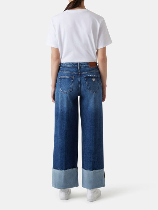 Jeans Guess Jeans donna wide leg risvolto denim
