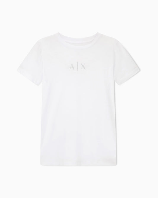 T-shirt Armani Exchange A|X donna cotone con strass