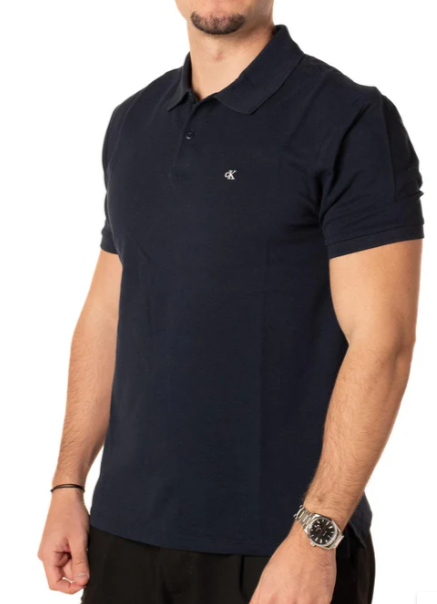 Polo CKJ uomo monogram piqu? cotone manica corta dark sapphire