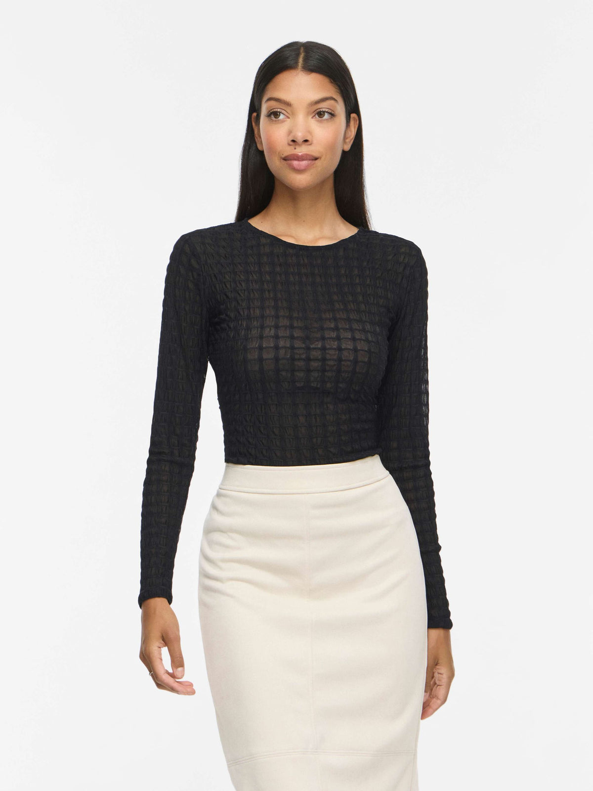 Blusa donna VILA maglia scollo chiuso stretch